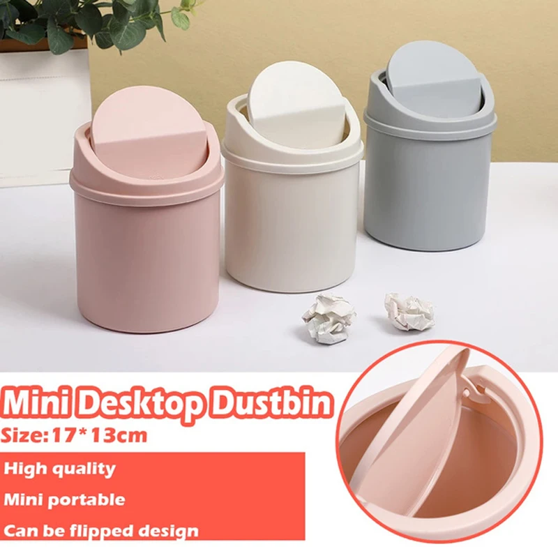 

Mini Waste Bin Desktop Trash Can with Lid for Student Dormitory Bedroom Office Household Table Sundries Storage Garbage Basket