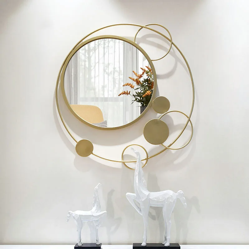 

American Three-dimensional Creative Porch Mirror Decorative Wall Hanging Wall Living Room Wall Decorative Mirror Gold Border