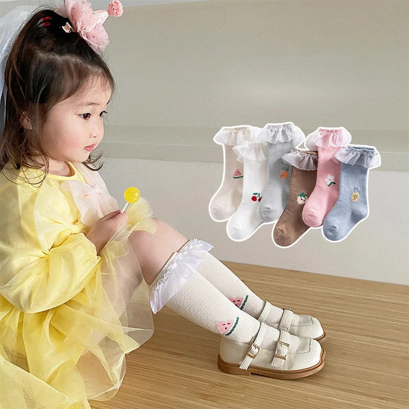 

Spring and Autumn Baby Girls Socks Big Bow Kids Socks Toddlers Cotton Lace Baby Socks Kids Girls Socks 0-5Years