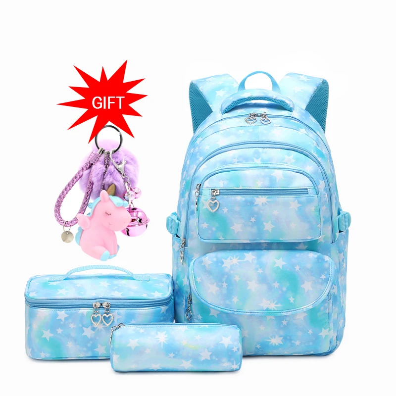 Fashion Backpack for Kids Girls School Backpacks with Lunch Box Teens Girls Bookbags Set Children's Waterproof Schoolbag