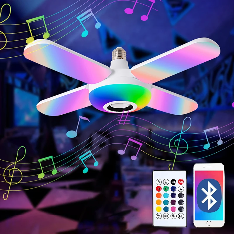 

Умная Bluetooth-лампа E27, складная лампа с дистанционным управлением, 50 Вт, RGB