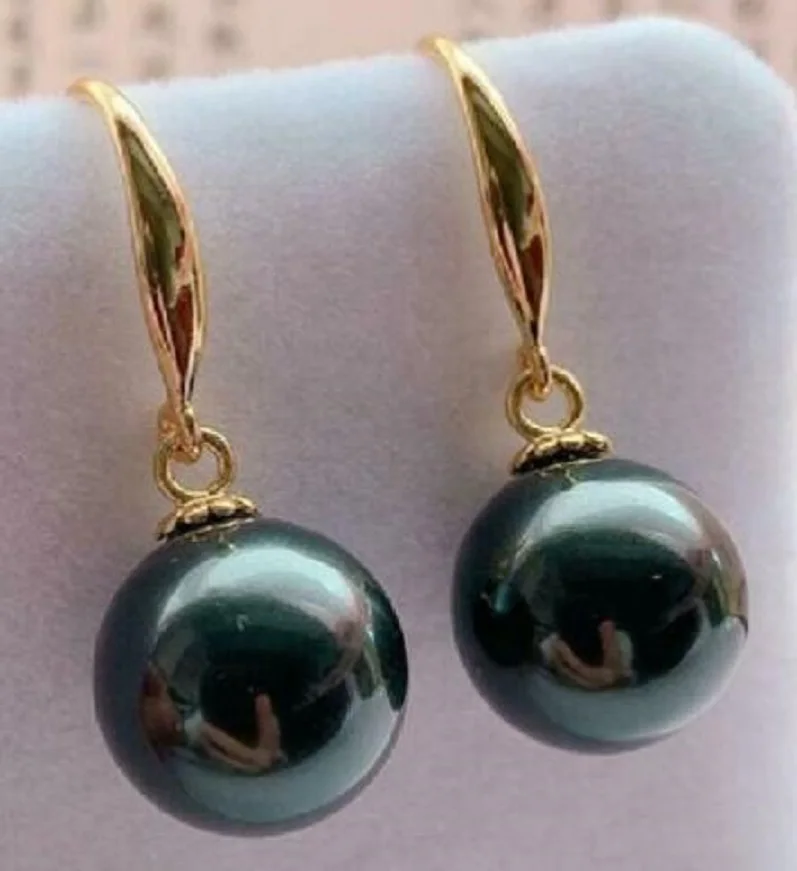 

PERFECT ROUND AAAA+++ 16MM SOUTH SEA BLACK SHELL PEARL EARRING