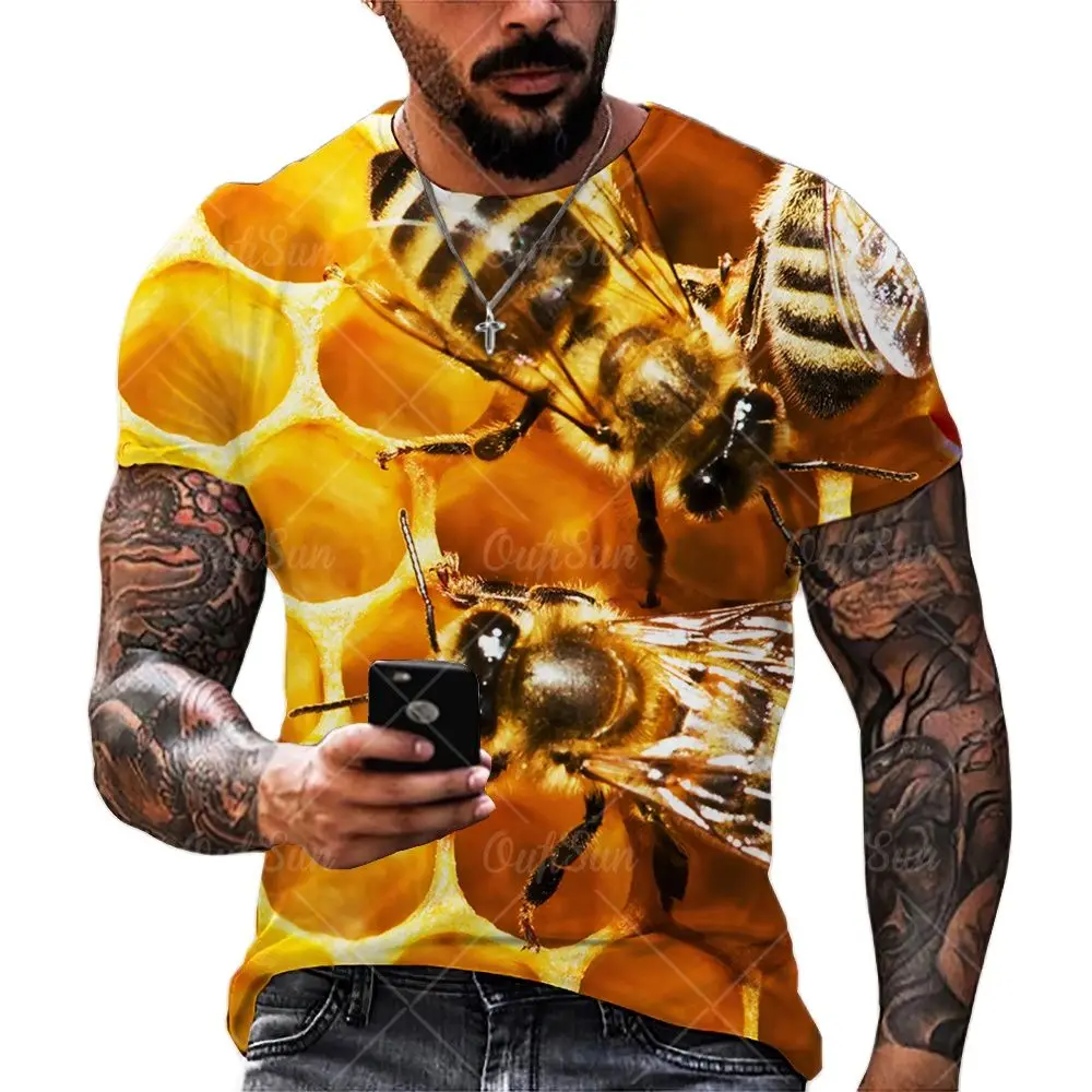 

Fashion Kawaii Bee Printing Men's TShirts Casual O-Neck Short-Sleeved TeesTops Street Trend Unisex Comfortable Oversized T-Shirt