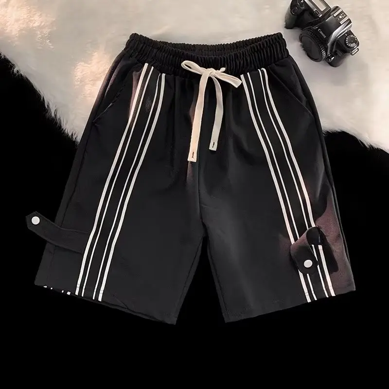 

Повседневные брюки, летние модные брендовые свободные Молодежные популярные прямые полосатые спортивные брюки, мужская одежда