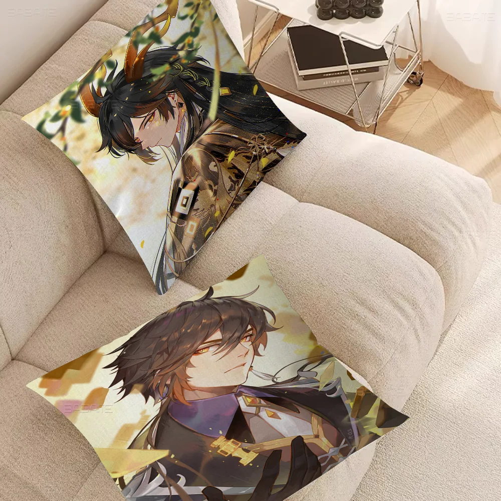 Genshin Impact ZhongLi Morax наволочка декоративная подушка диван домашний декор чехол