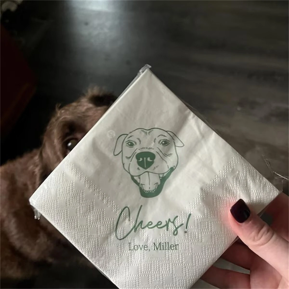 Custom Pet Cocktail Napkins Portrait Dog Wedding Cat Illustration Bar 50Pcs