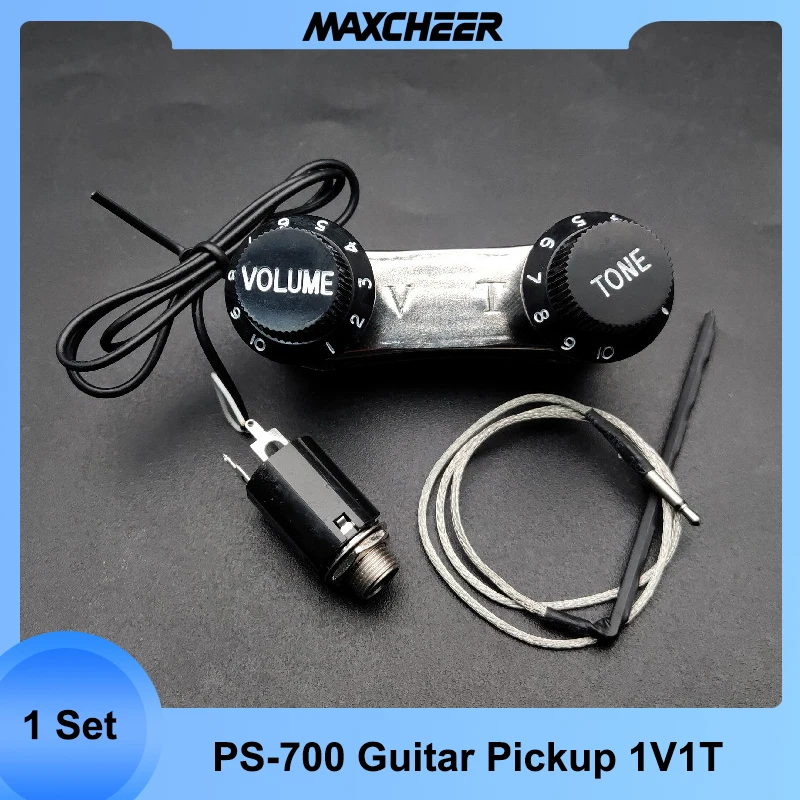 

PS-700 with 500K 1V1T Acoustic Guitar Passive EQ Preamp Piezo Pickup with Volume and Tone Control Knob Chrome