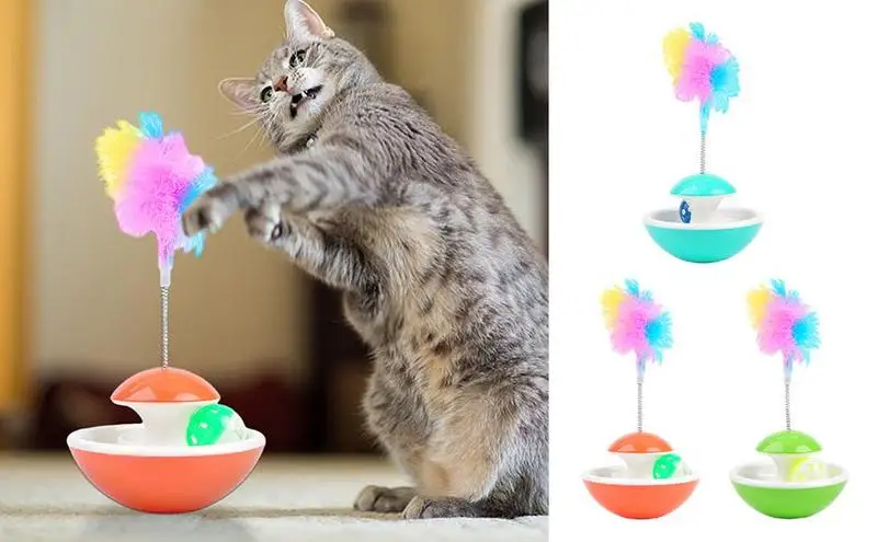 

Cat Toy for Indoor Cats with Feather and Bell for Stress Relief Interactive Cat Track Ball Toy for Fun Boredom and Exercise