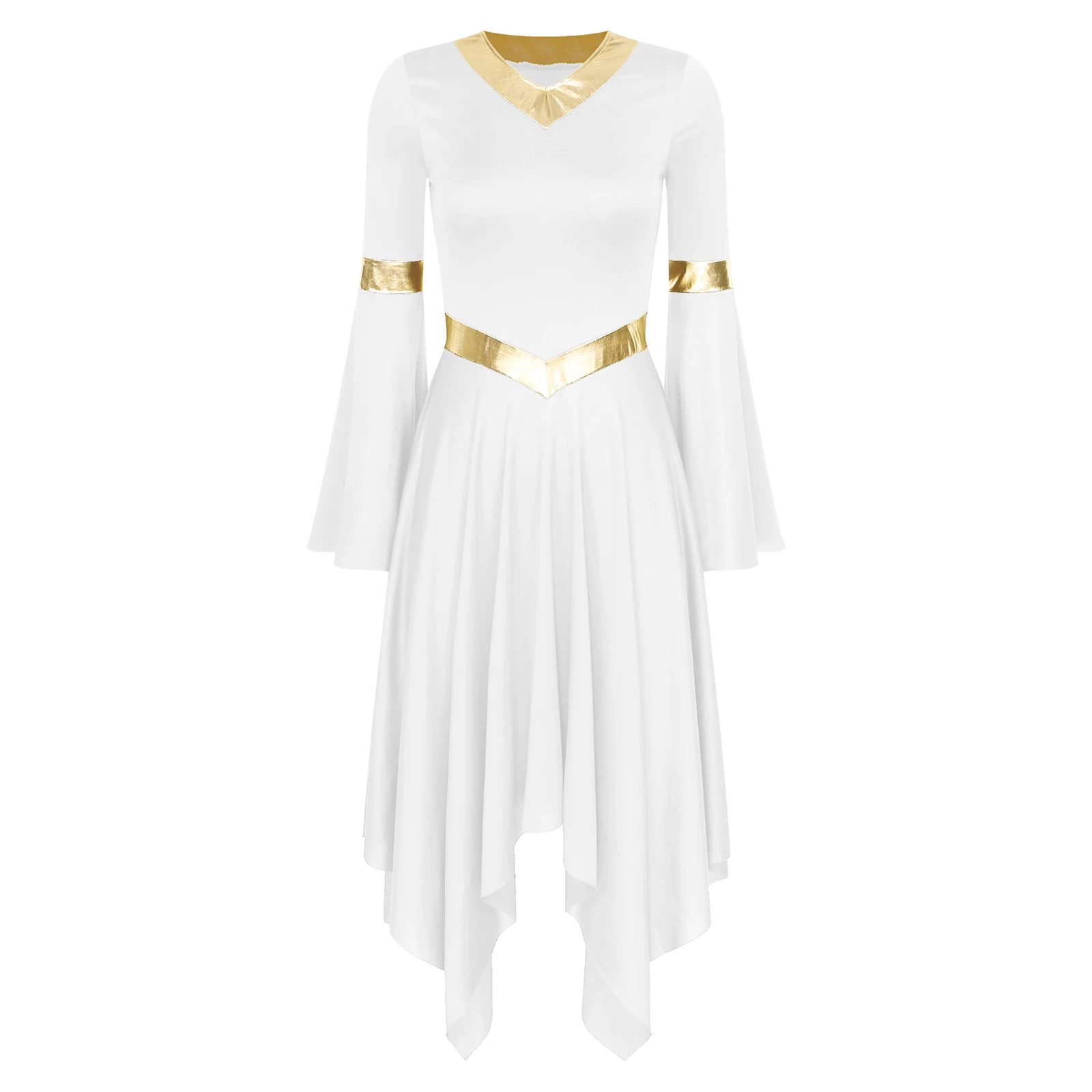 Женское современное Lyrical танцевальное платье с длинным рукавом и асимметричным