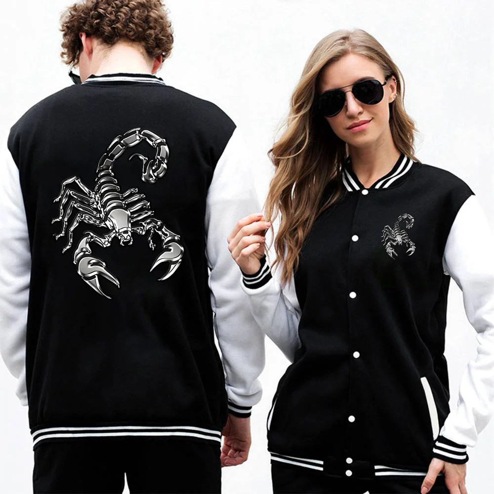 

Scorpio Personality Printing Men Jackets Fashion Casual Sports Wear Baseball Uniform Comfortable Male Bomber Street Funny Coats