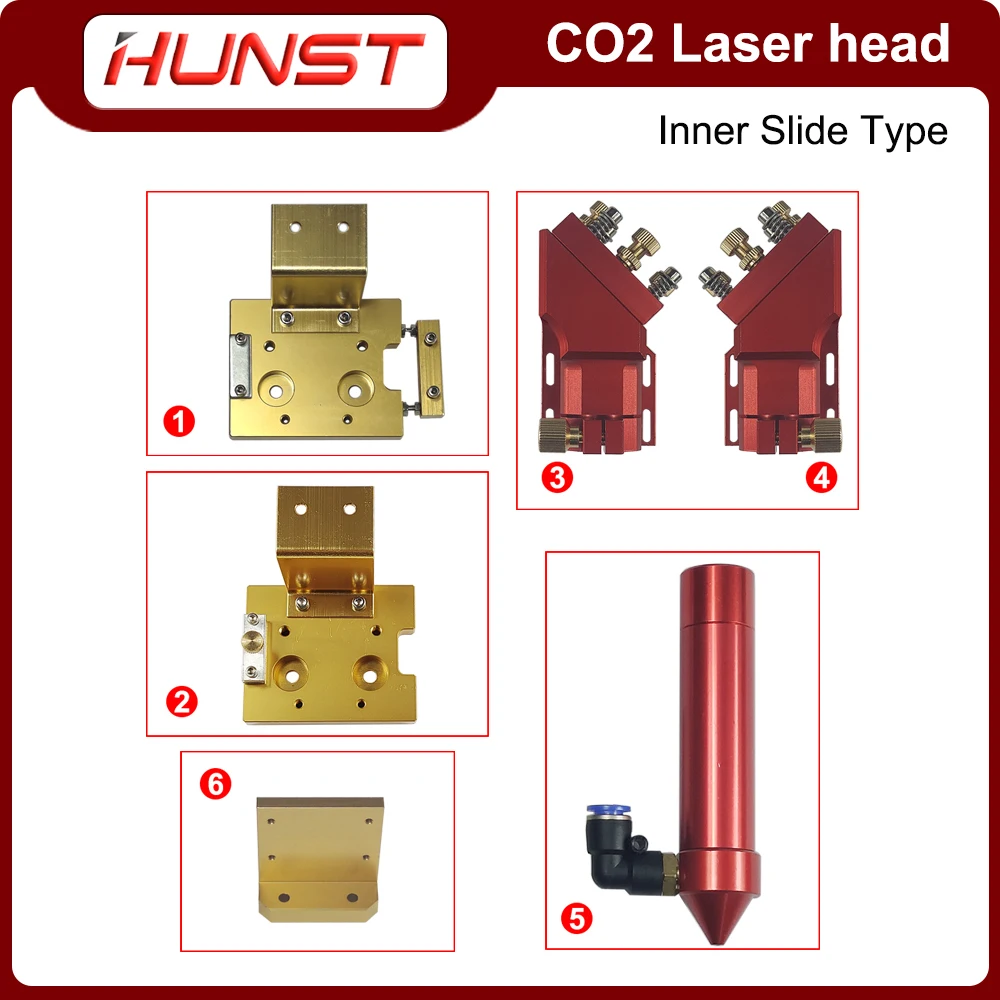 Hunst Inner Slide CO2 Laser Head with Nozzle for Inner Rail Laser Cutting Engraving Machine Spare Parts enlarge