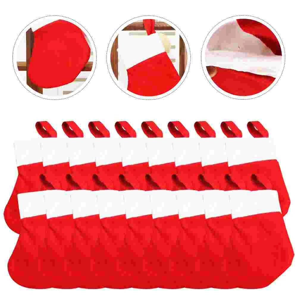 

16 Pcs Red Decor Christmas Socks Xmas Fire Hanging Stockings Gift Bag Cartoon Decorative