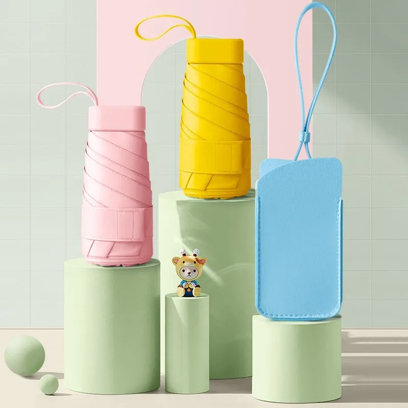 

Manual Mini Umbrella 6 Ribs Luxury Women Umbrellas Anti UV Parasol Six-folding Fashion Sun Protection Small Flat Umbrella Vinyl