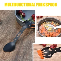 multifunctional stainless steel edc spork fork spoon bottle can opener blade wrench for outdoor picnic survival camping