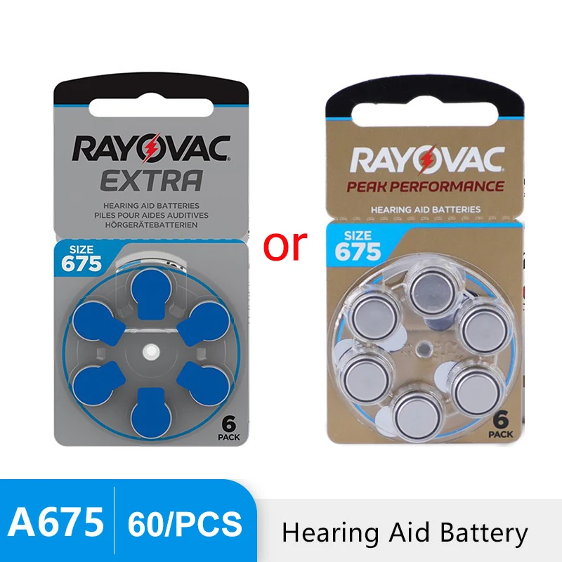 Аккумуляторы для слуховых аппаратов Rayovac EXTRA Zinc Air 675A 675 A675 PR44, 60 шт., аккумулятор для усилителя звука, аксессуары, Бесплатная доставка