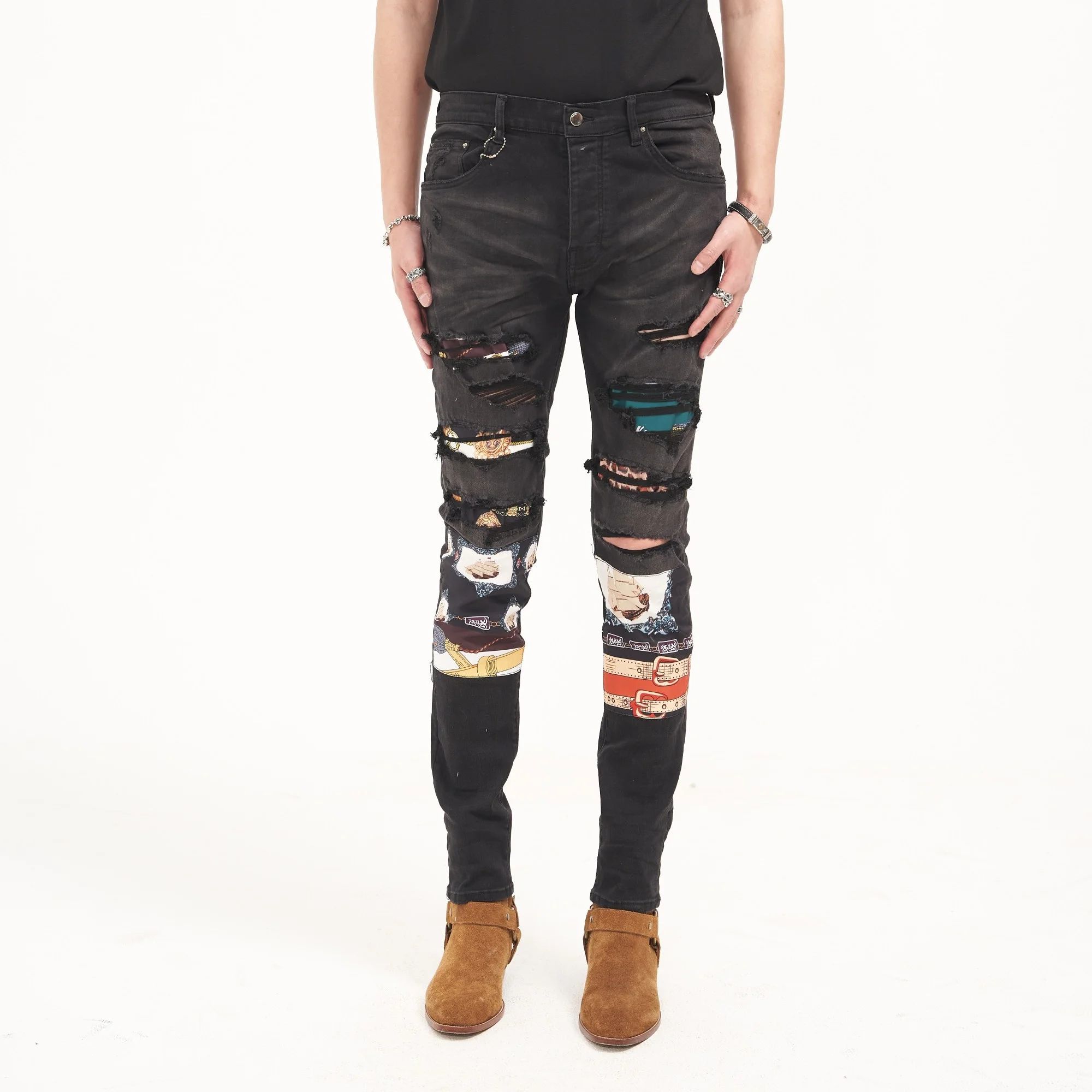 

Модные мужские джинсы zc254 2022, подиумная роскошная мужская одежда в европейском стиле для вечеринки