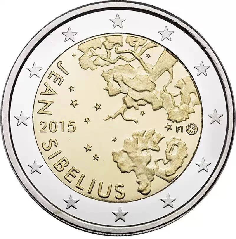 

Finland 2015 Writer Sibelius 150 Th Anniversary 2 Euro Commemorative Coin UNC Original