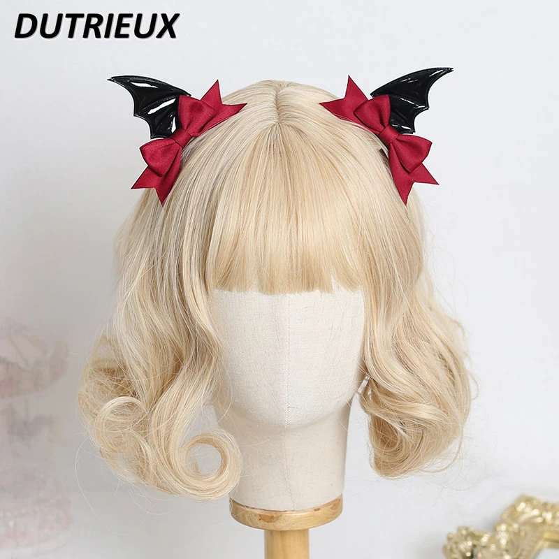 

Barrettes Bat Wings Side Clip Halloween Headdress Bow Hair Pins Lolita Sweet Cool Girl Clothing Accessories Hair Clips for Women