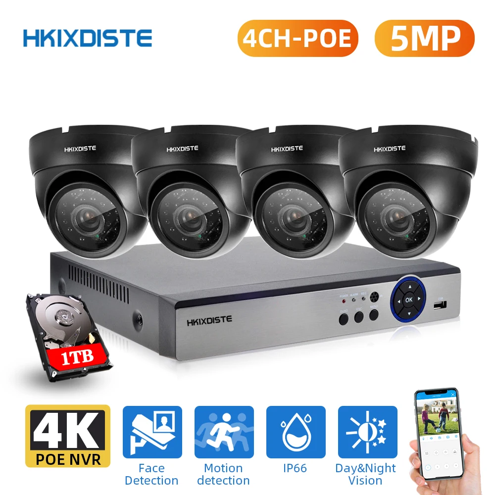 

H.265 8MP Face Detection 4CH POE NVR 5MP CCTV Security System HD waterproof 5MP Bullet IP Camera Surveillance Kit XMEYE App