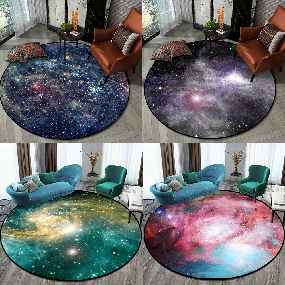 

Children's Living Room Bedroom Corridor Chair Non-slip Round Mat Carpet Round Gorgeous Star Universe Series Carpet