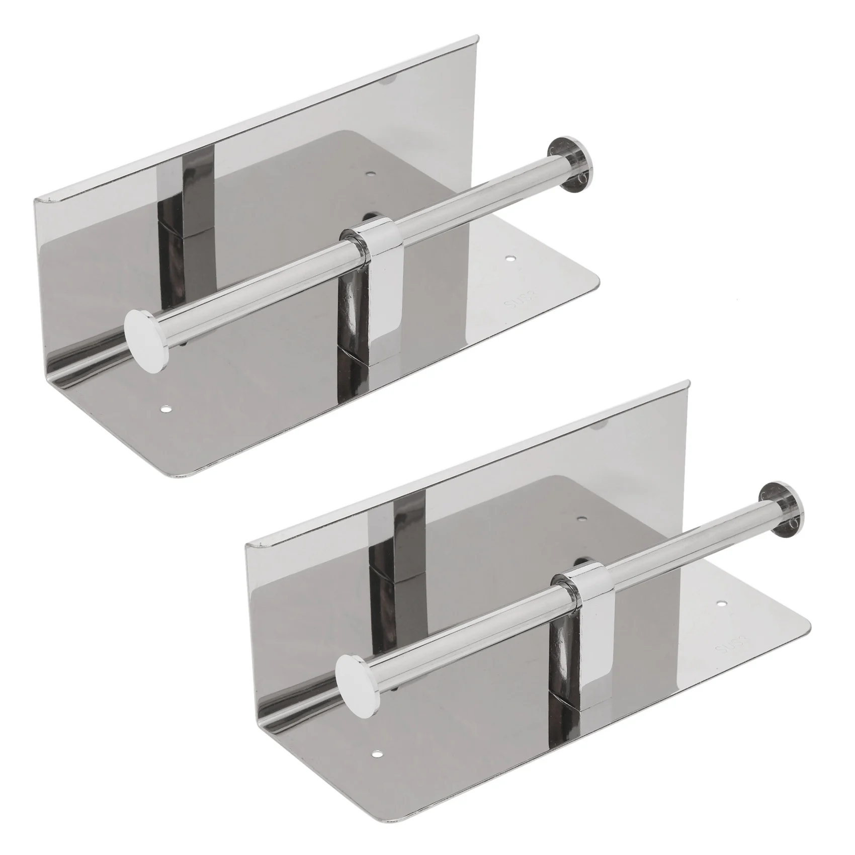 

2X Double Toilet Paper Holder With Phone Shelf, Dual Roll Paper Dispenser With Shelf,Toilet Tissue Roll Holder With Rack