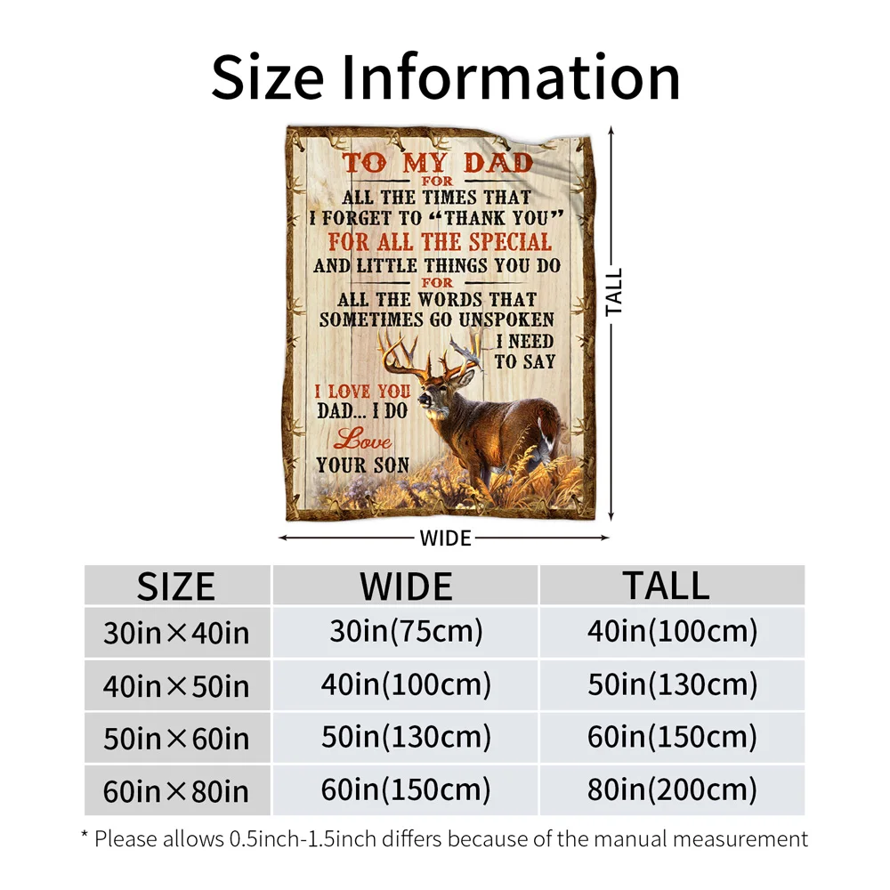 Одеяло для моего отца персонализированный олень. Спасибо за то что всегда