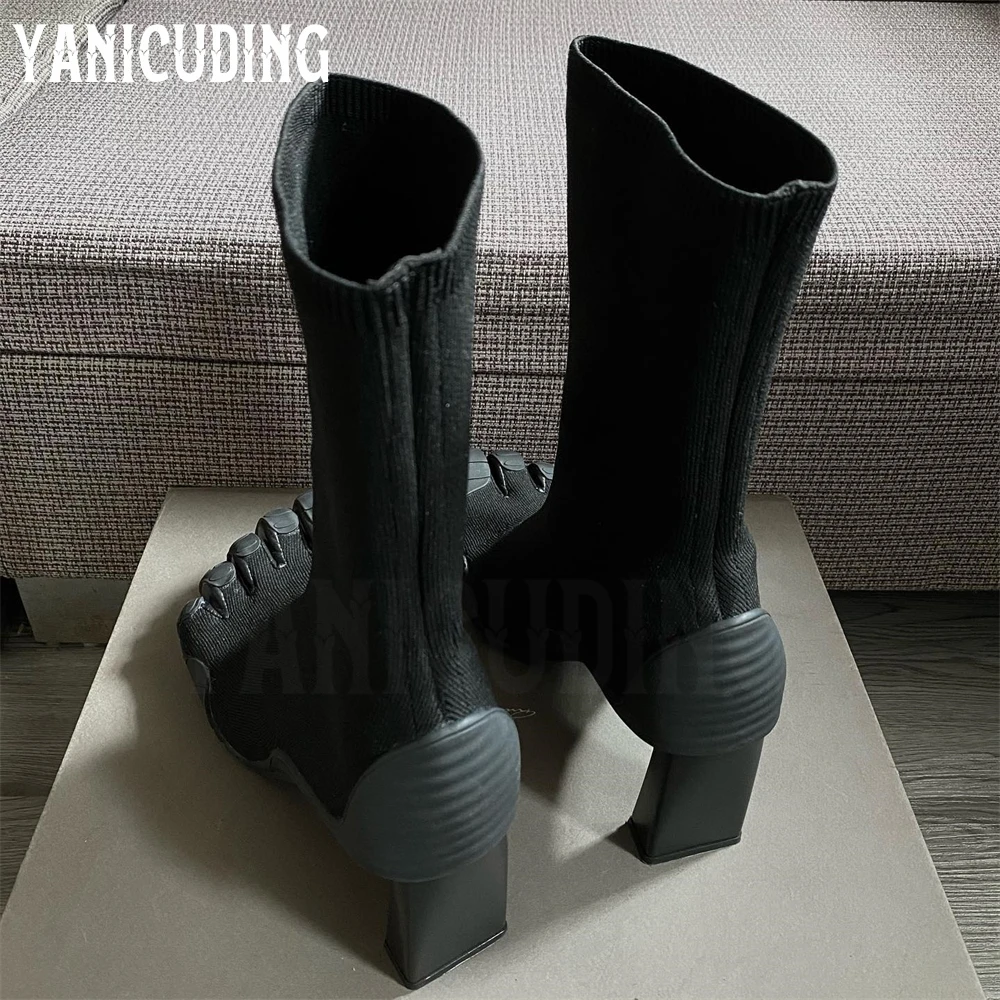 Вязаные ботинки с пятью пальцами новинка дизайнерские стильные ботильоны модные