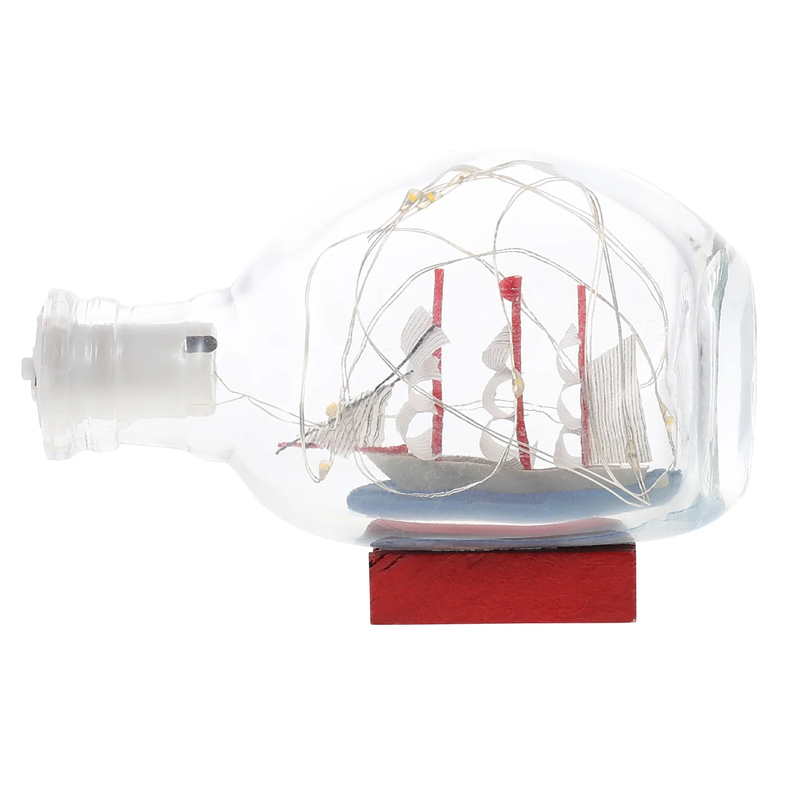 

Boat Nautical Sailing Model Ship Bottle Sailboat Figurine Lights Ornament Beach Sail Decorationtable Decor Led Glass Jar