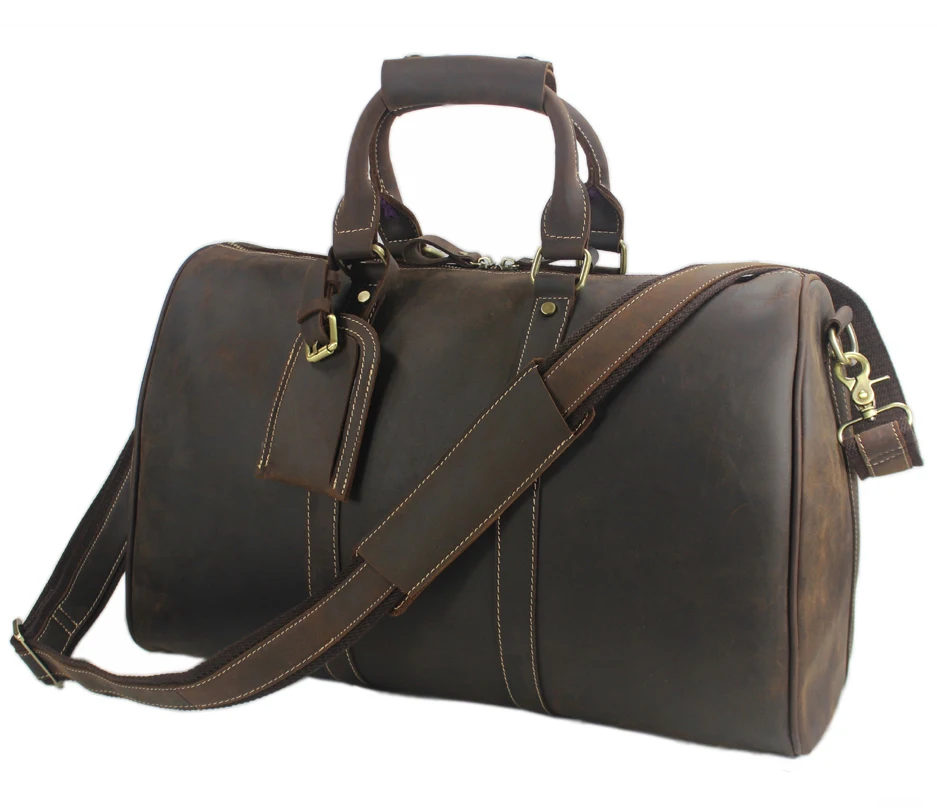 

Crazy Horse Leather Men's Travel bag Tote duffle bag Leather luggage bag Big Shoulder Bag Overnight Weekend M087