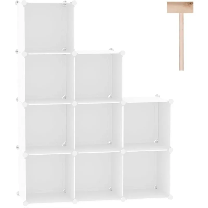 

Cube Storage, 9-Cube Bookshelf, Plastic Closet Cabinet Organizer, DIY Stackable Bookcase, Modular Shelving Units Ideal for Home