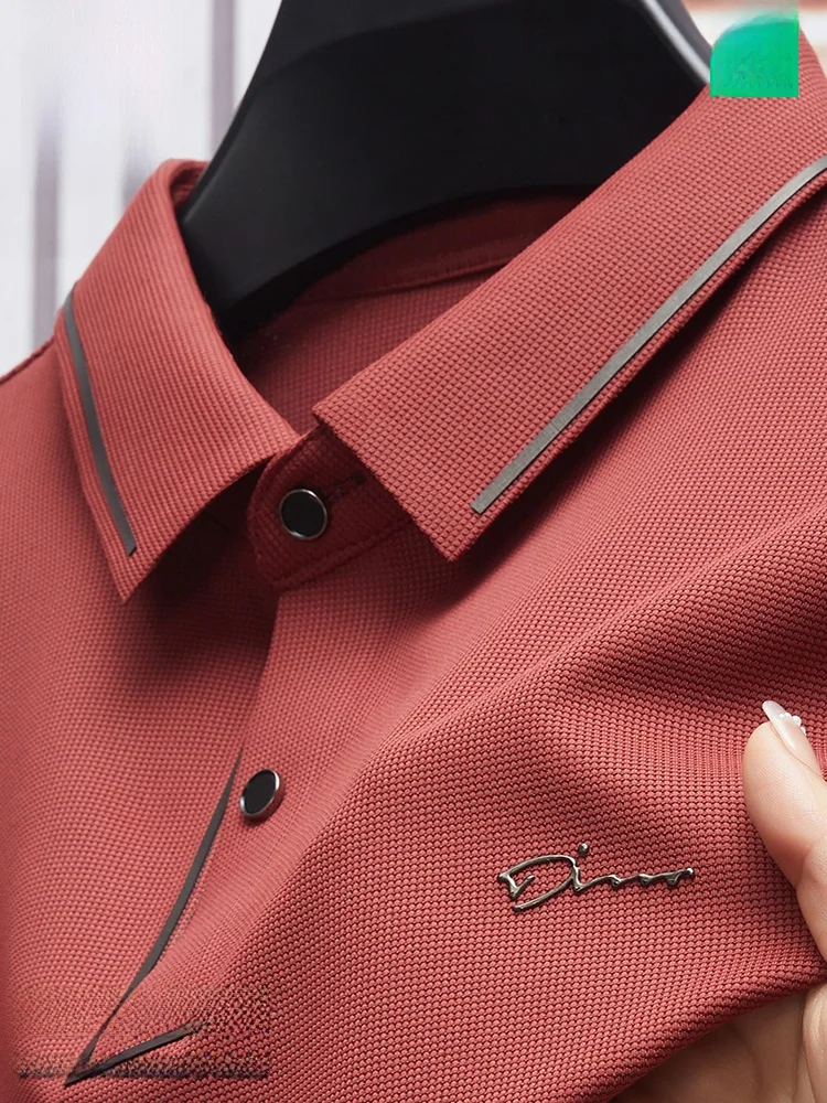 Шелковая рубашка-поло с длинными рукавами Дятел мужская осенняя деловая