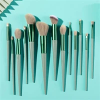 13pcs green makeup brush set eyeshadow blush loose powder brush beauty brush soft bristle quick drying hair beginners set