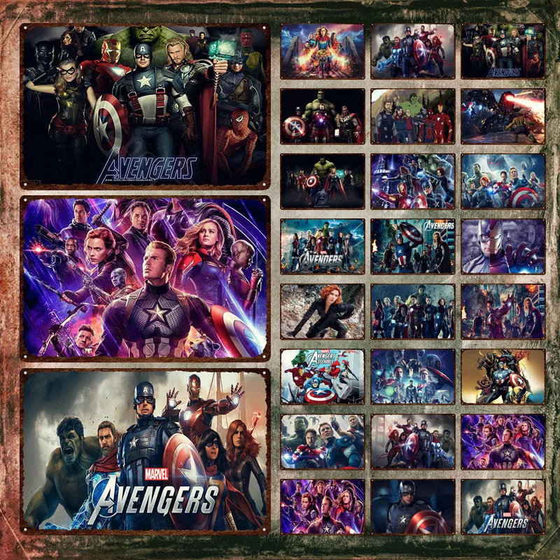 

Marvel The Avengers Metal Poster Science Fiction Movies From Marvel Studios Tin Signs Iron Painting Movie Plaque for Room Decor