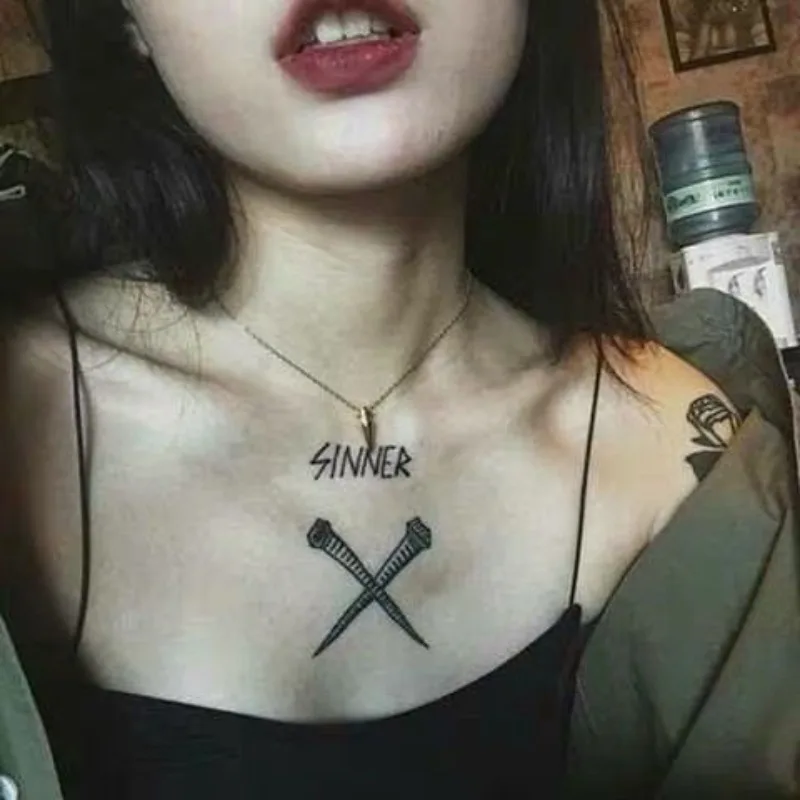 Татуировки для ногтей в стиле панк для мужчин и женщин, наклейки-татуировки на руку, буквы, искусство, водостойкая поддельная татуировка, стойкая временная татуировка в стиле панк, 2 шт.