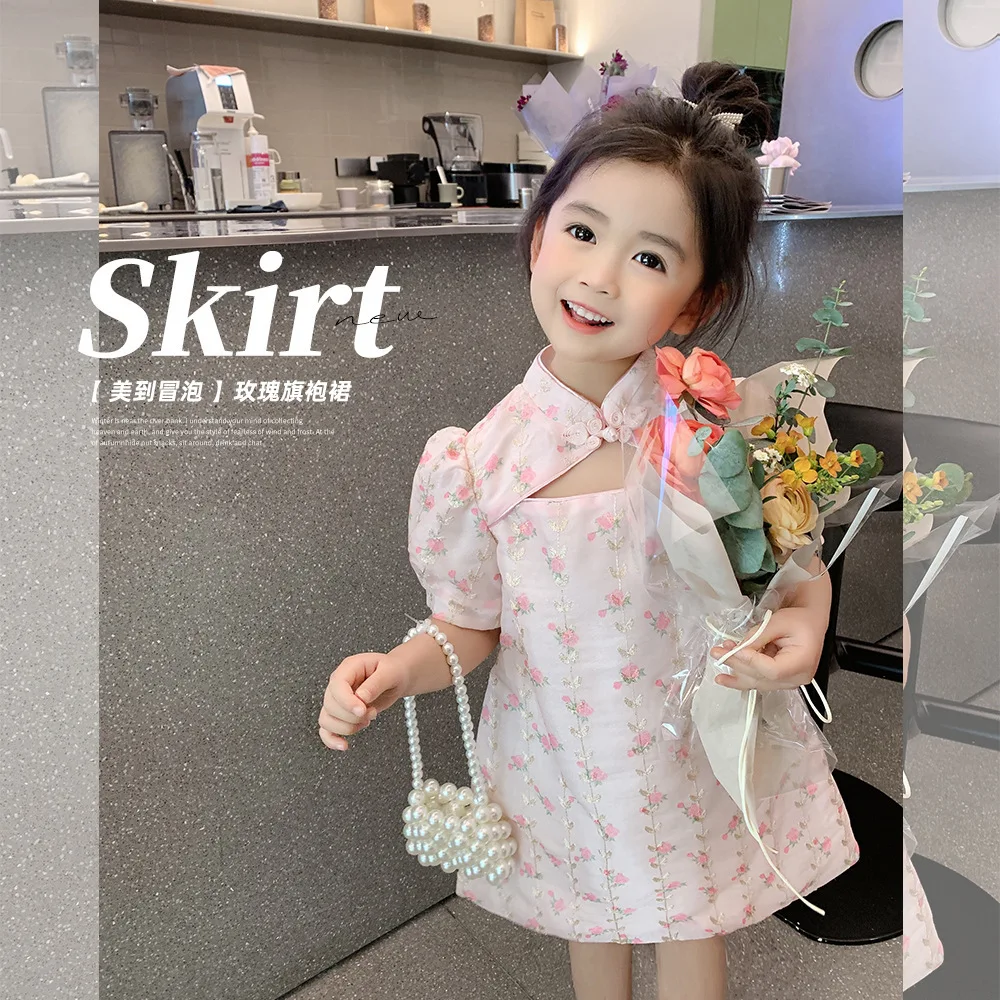 

Summer New Fashionable Korean Style Girls Cheongsam Dress Girls Dress Kids Dresses for Girls