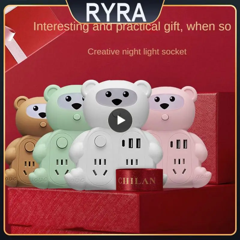 

Cartoon Socket Night Light Socket Independent Switch Convenient Night Light Durable High Quality Flexible Cute Usb Usb Light
