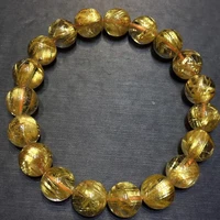 natural gold rutilated quartz bracelet brazil 10 5mm clear round beads rutilated women men fashion wealthy stone aaaaaaa