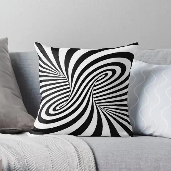 

Black And White Trippy Optical Illusions Printing Throw Pillow Cover Soft Home Waist Sofa Bedroom Square Pillows not include