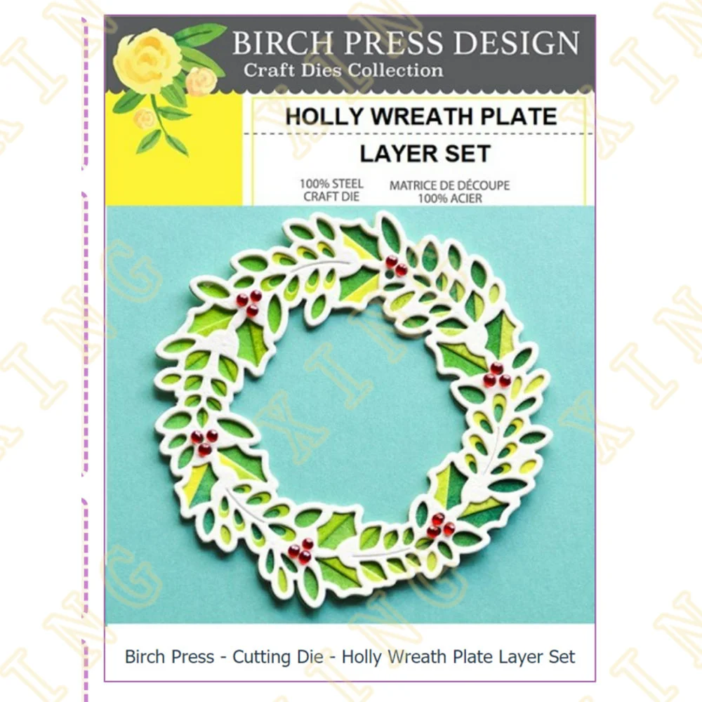 

Metal Cutting Dies Cut Die Mold New Series Arrivals Scrapbook Paper Craft Knife Mould Blade Punch Holly Wreath Plate Layer Set
