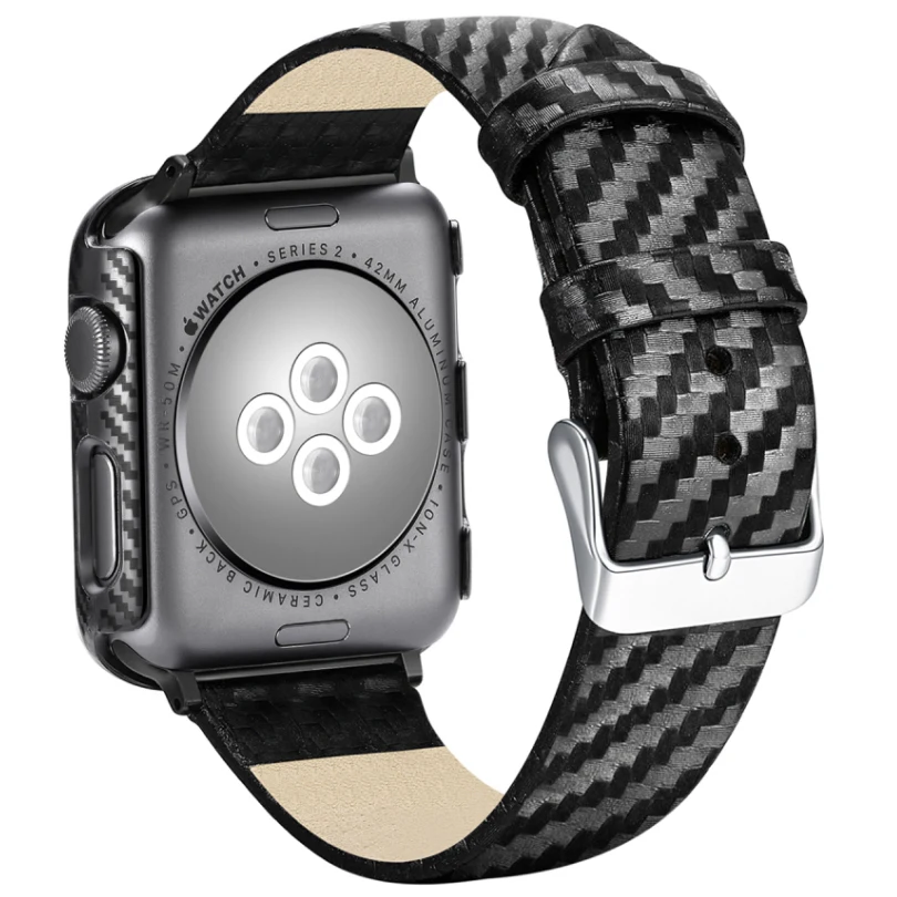 Ремешок из углеродного волокна для Apple Watch Series браслет наручных часов и бампер 45