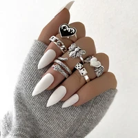 gothic silver color rings set for women boho punk star couple vintage set fashion jewelry aesthetic rings
