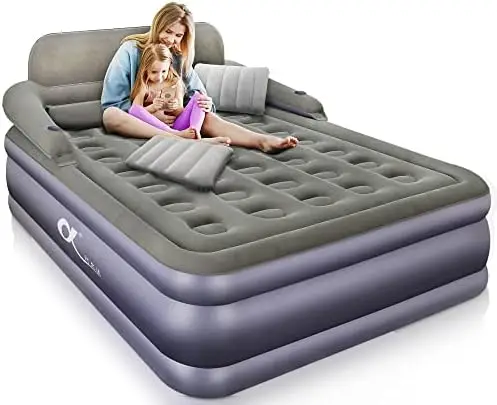 

POPTOP Queen Size Air Mattress with Headboard , 3 Mins Quick Inflation/Deflation Inflatable Airbed , 20 Inches High Blow Up Bed