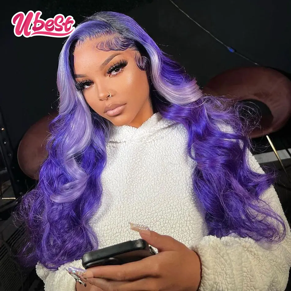 Ubest 180% Violet Purple 13x6 Lace Wig Body Wave 13x4 Transparent Lace Front Wig Human Hair  Pre Plucked Remy Wigs For Women