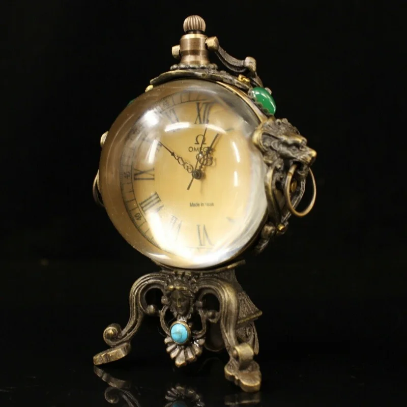 

5,9 "сборная китайская Классическая Статуя часов с имитацией драгоценного камня и бронзы