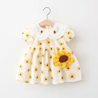 summer new girl short sleeved dress princess skirt full sun flower cotton skirt delivery package