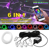 6 in 1 led car foot ambient light with cigarette drive backlight control app rgb auto interior decorative atmosphere lights