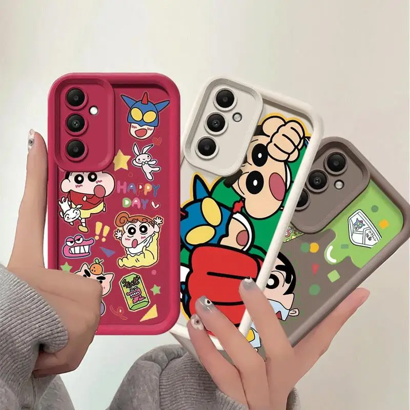 Милый чехол для телефона C-Crayon S-ShinChan Comics с 3d краями Samsung Galaxy A55 A54 A53 A15 A12 A13 A14 A35 A25 A50