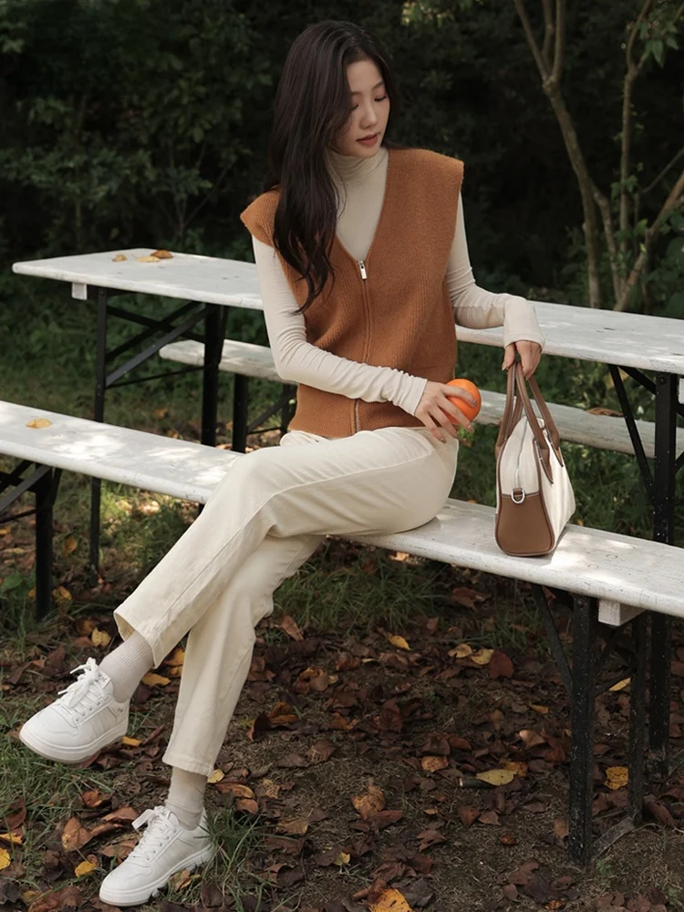 Bailuoɺn вязаный кардиган без рукавов с v-образным вырезом женский жилет на осень и