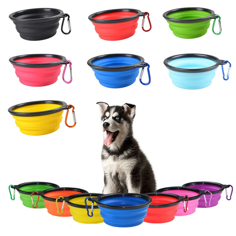 

1Pc Dog Pet Folding Bowl Silicone High Temperature Resistance Outdoor Travel Portable Puppy Food Container Feeder Dish Bowl