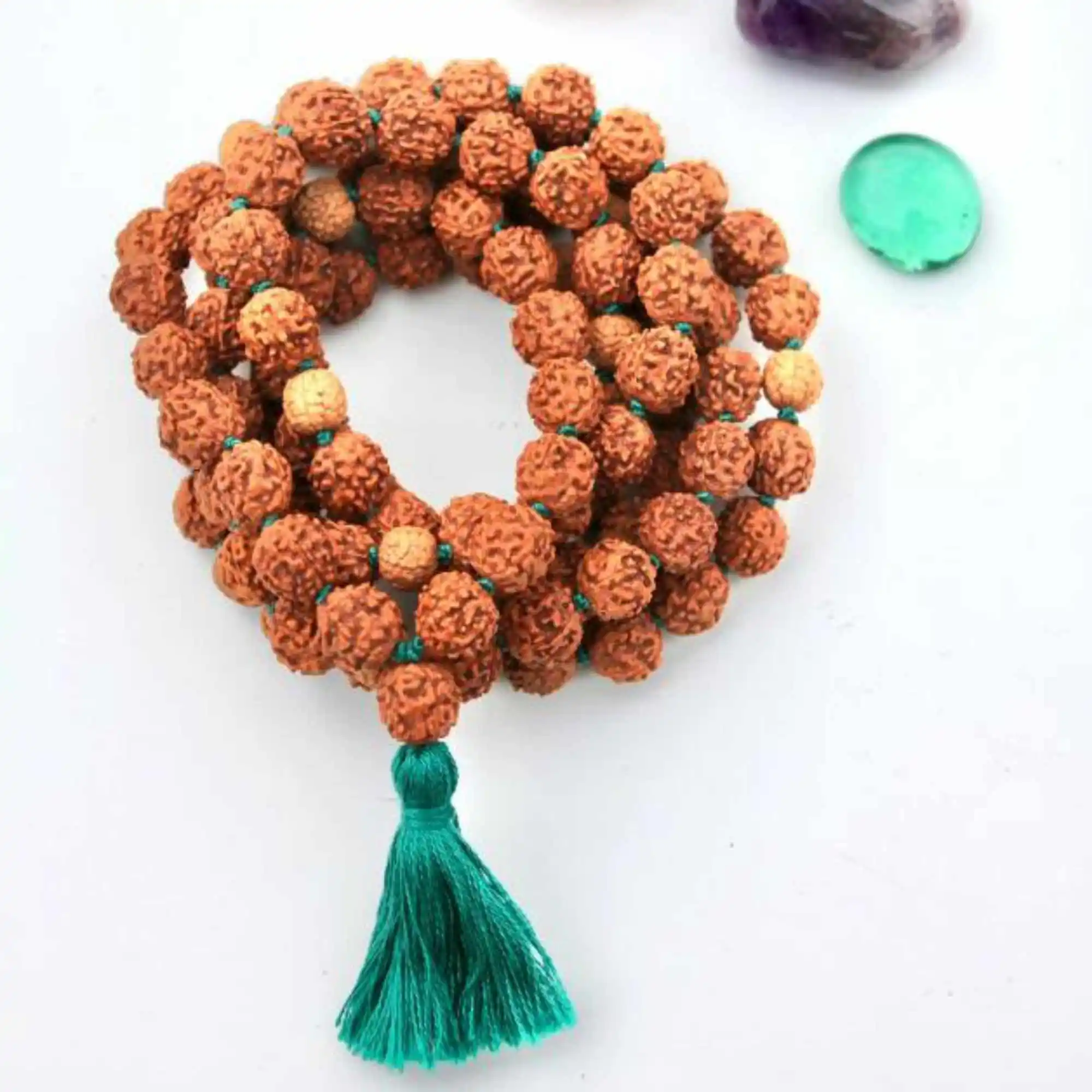 Красивый коричневый круглый браслет для йоги Rudraksha bodhi Mala счастливый подарок на